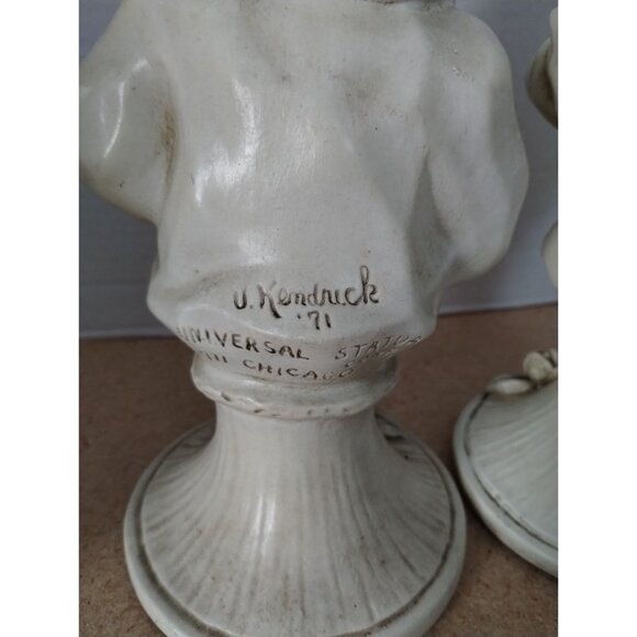 J Kendrick Universal Statuary Corp Chicago Bust Statue Saxophone Boy Girl 1971 - Picture 4 of 8